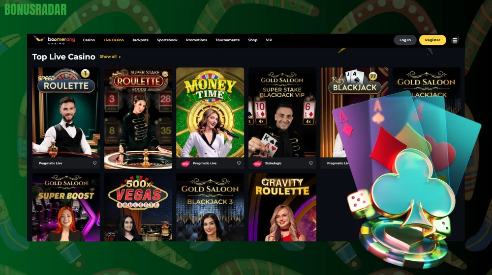 Boomerang casino live