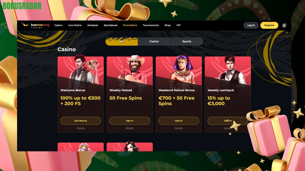 Druge ponudbe Boomerang Casino Bonus