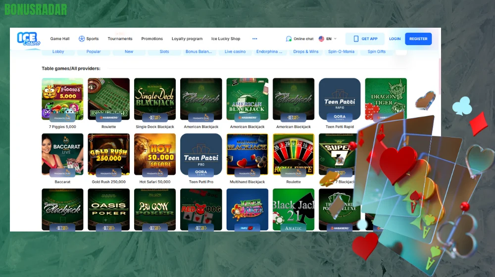 Namizne igre Ice casino