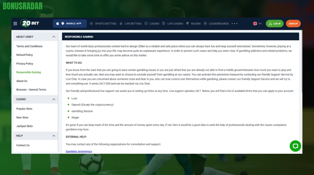 Varnost in dovoljenje za 20Bet Casino