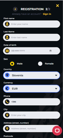 Vnesite osebne podatke