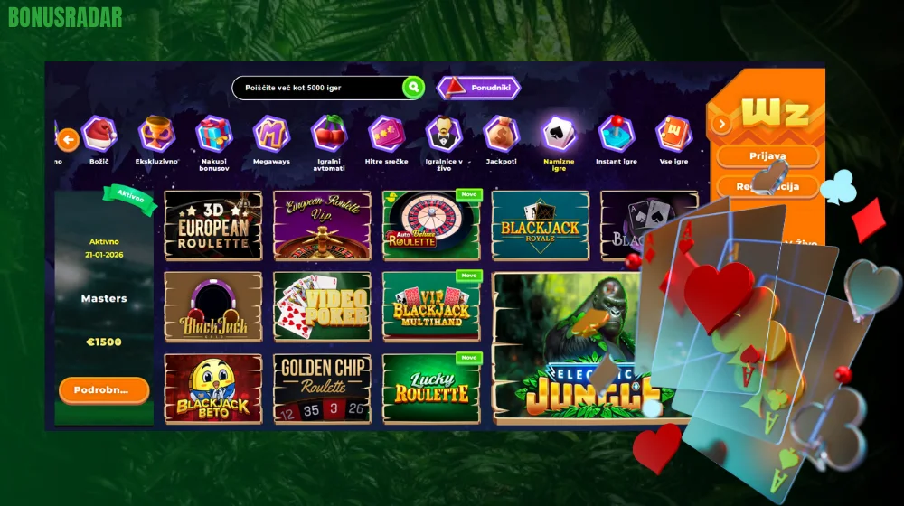 Wazamba Casino Namizne igre