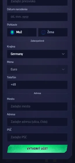 Vnesi osebne podatke.