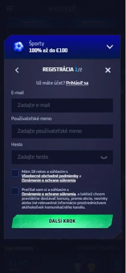 Ustvari prijavne podatke.