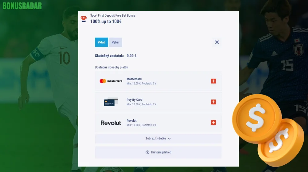 Načini plačila v igralnici Tiki Taka Casino
