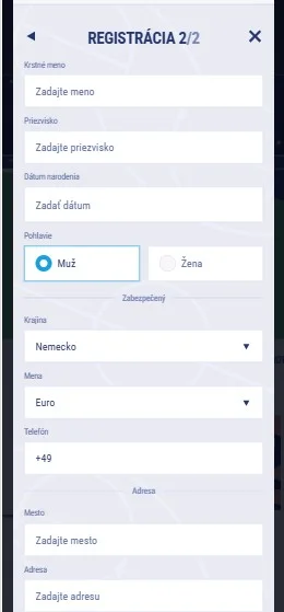 Izpolnite osebne podatke.