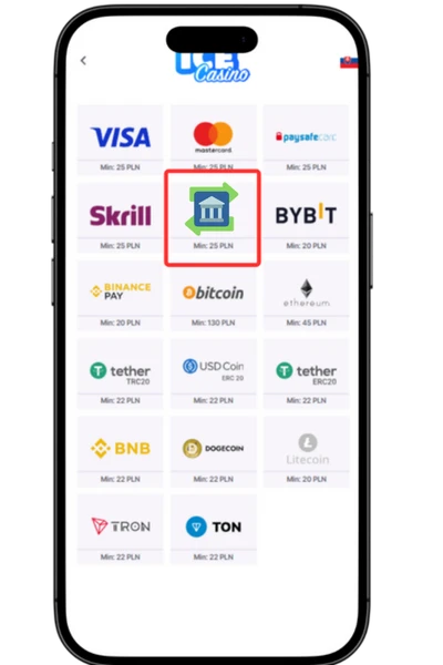 Kako položiti depozit z Bank Transfer