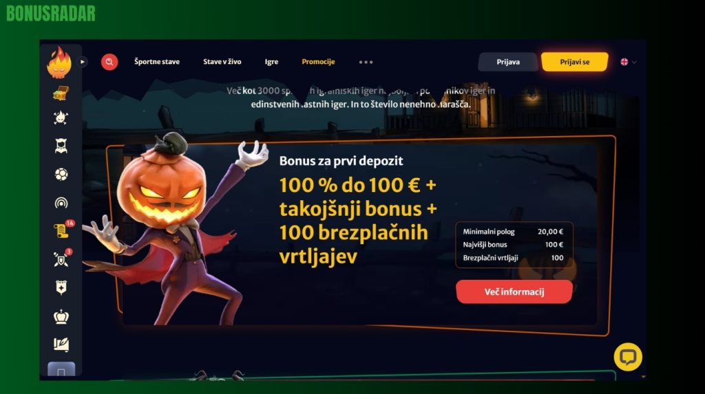 Bonus Dobrodošlice pri HellSpin Casino