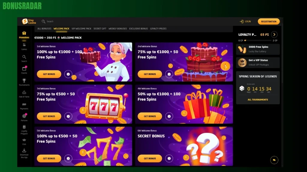 Bonus dobrodošlice Stay Casino