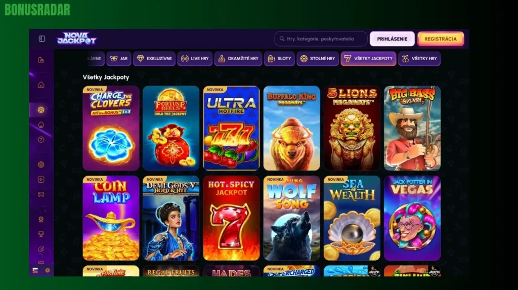 Igralni avtomati in jackpoti Novajackpot Casino