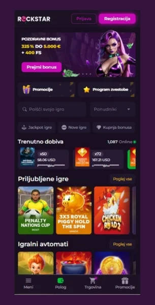 Kliknite gumb za registracijo Rockstar casino