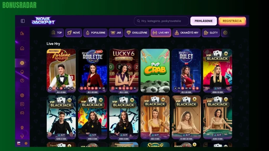 Live Casino Novajackpot Casino