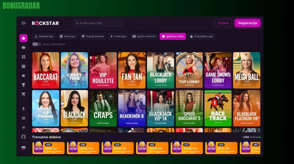 Live casino pri Rockstar Casino
