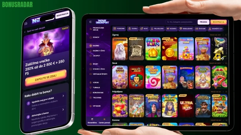 Mobilna izkušnja Novajackpot Casino