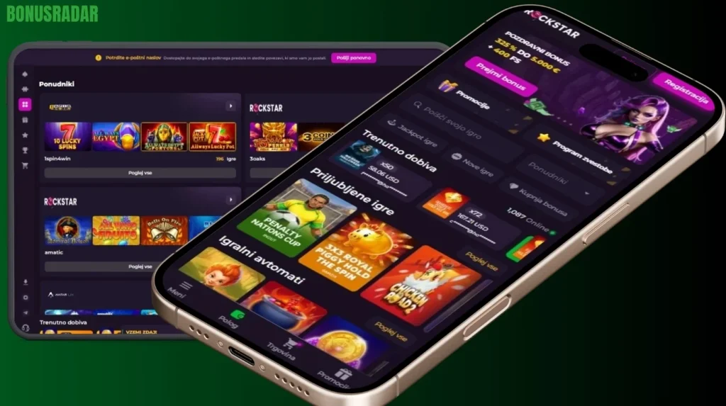 Mobilna izkušnja pri Rockstar Casino