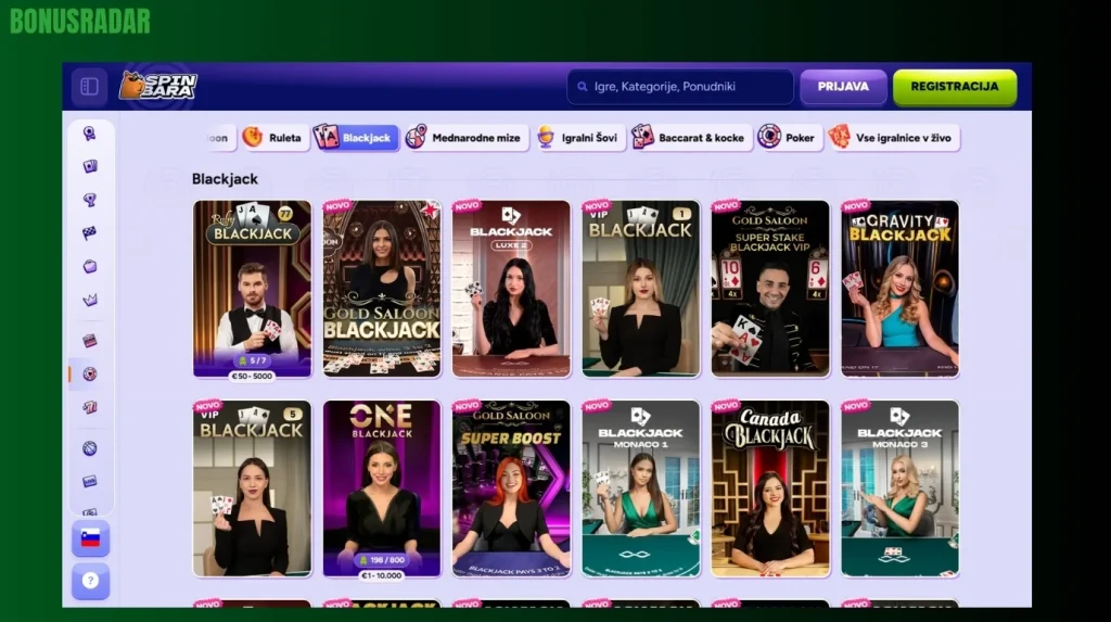 Namizne igre v SpinBara Casino