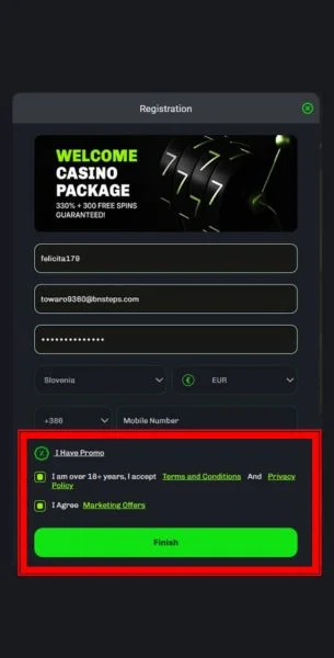 potrdi pogoje zakljuci registracijo