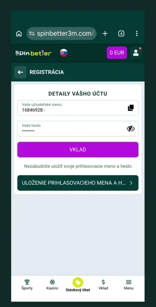 Potrdite račun Spinbetter