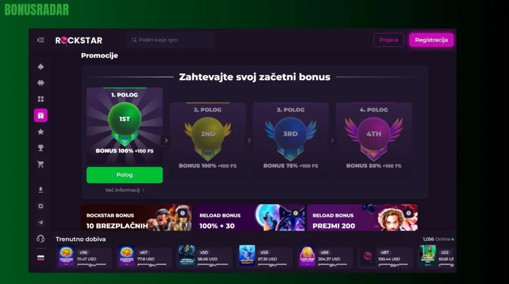 Rockstar Casino bonusi dobrodošlice