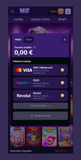 Ustvarite račun Novajackpot Casino