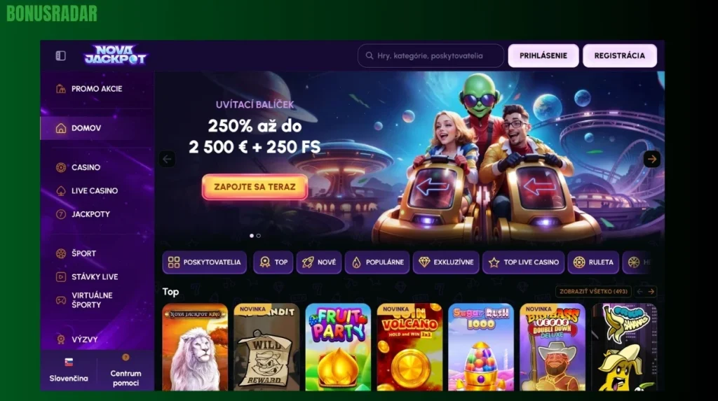 Vmesnik in uporabnost Novajackpot Casino