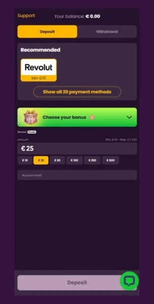 Vnesi naslov in zaključi registracijo Bizzo Casino