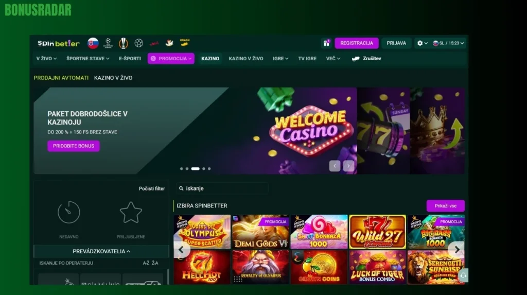 Zasnova vmesnika in uporabnost Spinbetter Casino