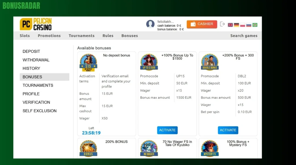 Pelican Casino Bonus Dobrodošlice