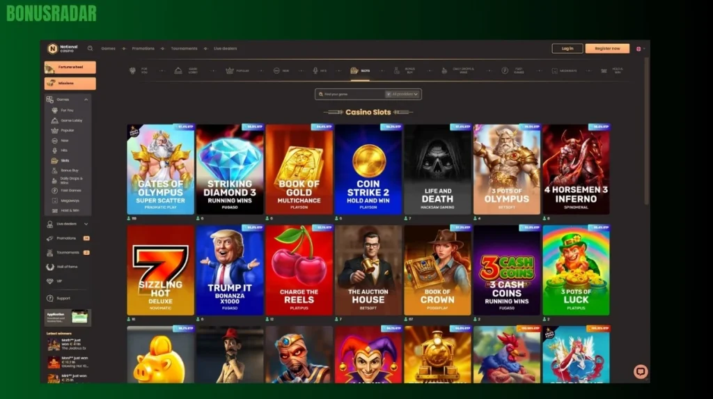 Slots in Jackpoti v National Casino