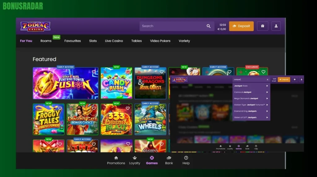 Slots in Jackpoti Zodiac Casino